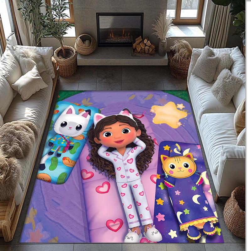 Gaby Dollhouse Printed Crystal Velvet Area Rug, Soft Anti-Slip Water Absorbent Floor Mat for Living Room Bedroom