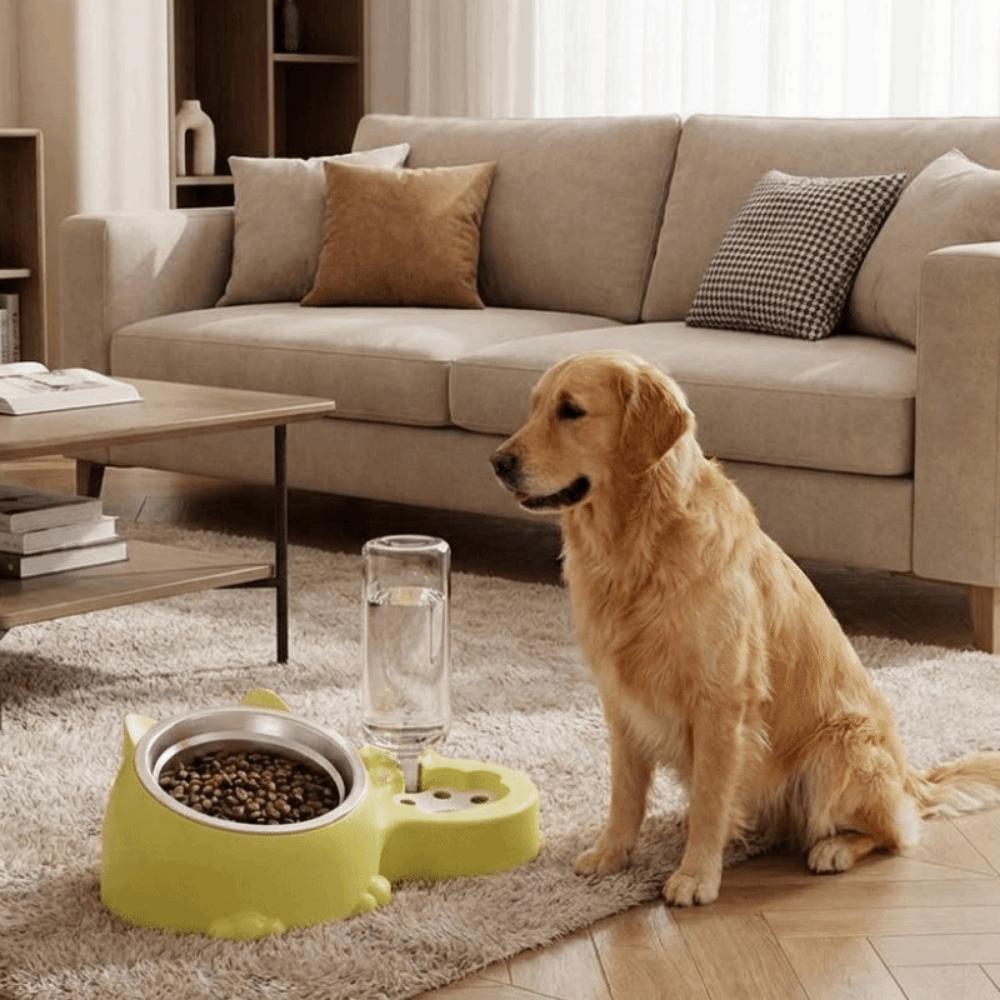 Plastic 2 In 1 Cat Food Dispenser Large Capacity Leak-proof Pet Food Bowl Neck Protection Detachable Automatic Pet Feeder
