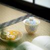 140ML Oil Painting Style Hand-painted Cover Bowl KungFu TeaSet Household Tea Bowl Thin Tire Gold Yarn Wrapped in Blue Cover Bowl
