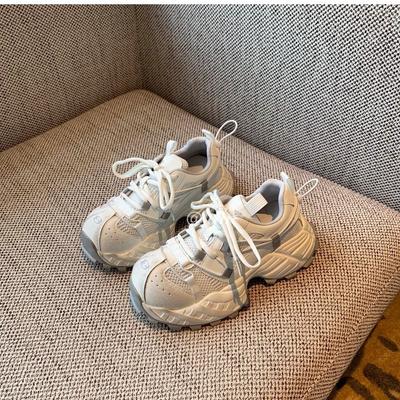 Cowhide Version~ Polished Retro Dad Shoes Women's Tide 2025 New Mesh Breathable Lightweight Thick-soled Casual Sports Shoes