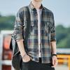 Cămașă de bumbac de toamnă/iarnă, la modă, în carouri, lână de miel, îngroșată, cămașă caldă în carouri pentru bărbați