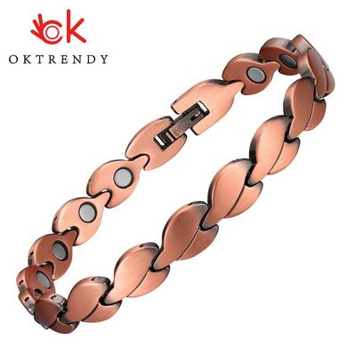 Terapia magnética Pulseras magnéticas de cobre para mujer Pulseras de salud con imán vintage Pulsera magnética de eslabones de cadena para mujer Terapia