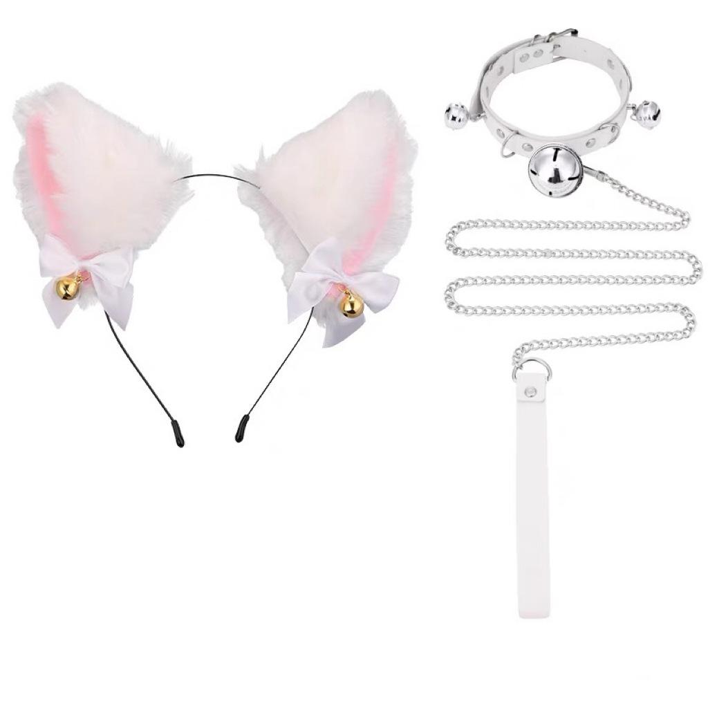 Set Bandă de Păr Urechi de Pisică și Coadă Făcut Manual: Accesorii drăguțe pentru păr și coadă de fată-pisică cosplay