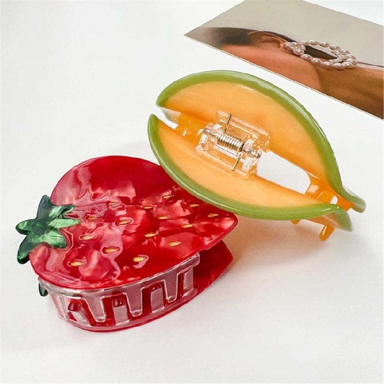Ponytail Claw Hair Clip Barrettes Clamp Fruit Theme Hair Adornment Hair Ornaments Fun Hairpin for Girls Casual Wear