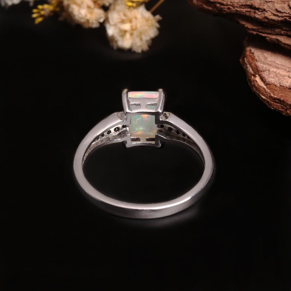 Inel din argint 925 cu opal natural, piatră prețioasă colorată pentru luna octombrie, cadou elegant pentru femei, aniversare și sărbători.
