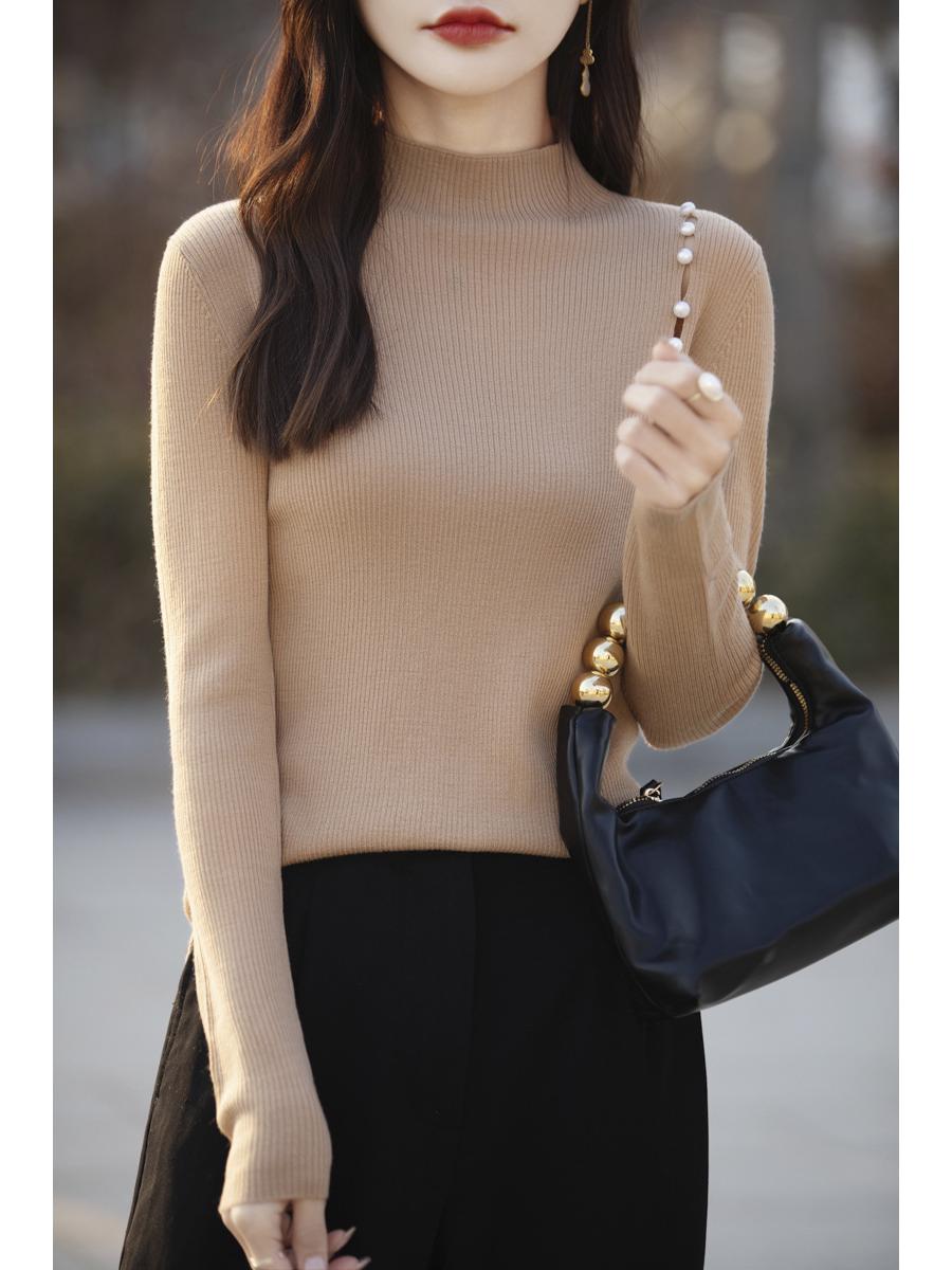 

Женский свитер из тончайшей супертонкой мериносовой шерсти, с полувысоким воротником, 100% чистая шерсть, 60 каунт, Новая коллекция 2025. Medium