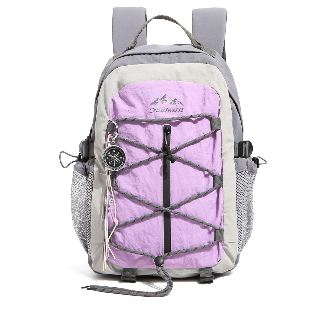 Schoolbag taro purple fog ash series niche nylon mountaineering backpack college student couple outdoor outing camping backpack