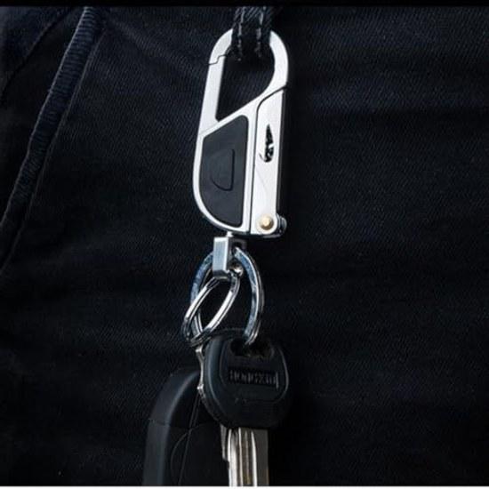 Rockyu Key Holder Mens Multifunctional Ring Bottle Opener Carabiner Stainless Silver Simple Design Easy Carry Practical Birthday Fathers Day Christmas