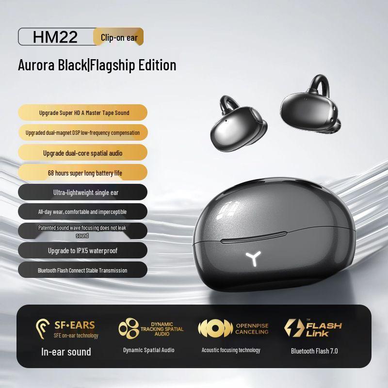 HM22 Wireless Bluetooth Ear Clip: High Sound Quality, Long Battery Life, Low Latency, Noise Reduction