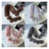 Faux Fur Scarf with Magnetic Closure Solid Color Soft Plush Design Scarf Wrap Windproof
