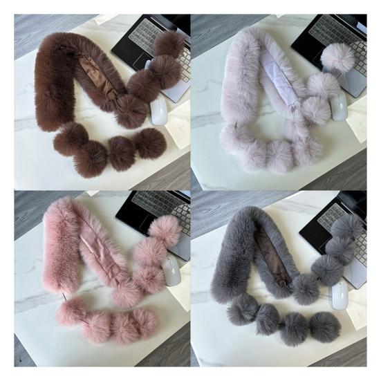Faux Fur Scarf with Magnetic Closure Solid Color Soft Plush Design Scarf Wrap Windproof