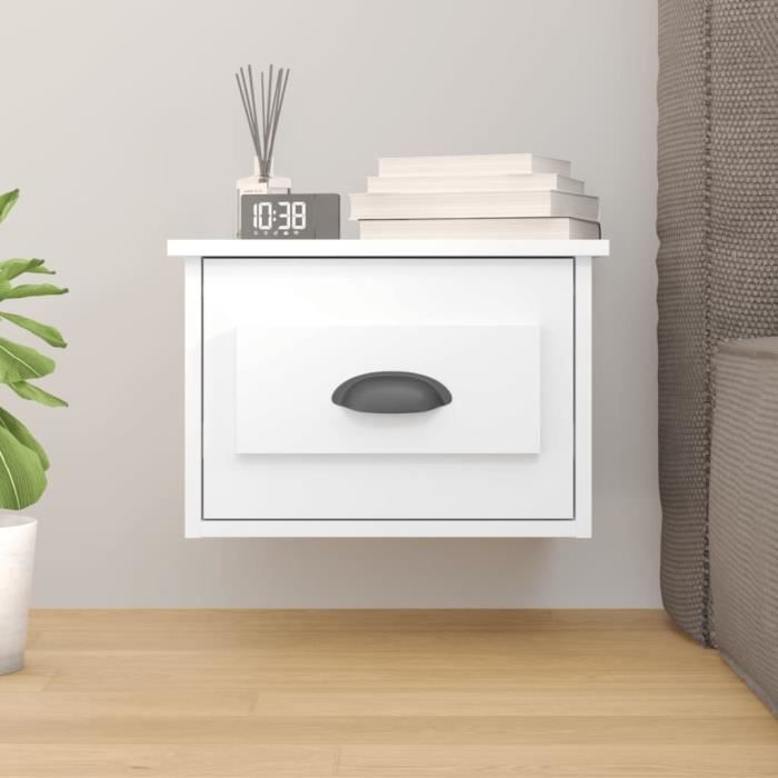 VidaXL Wall-mounted Bedside Table High Gloss White 41.5x36x28 Cm 816380
