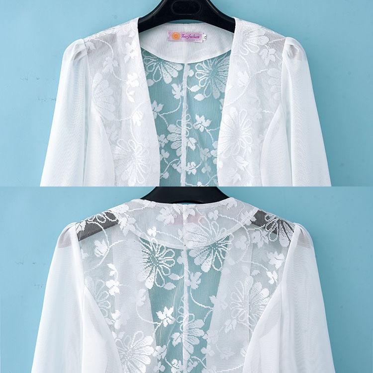 Sunscreen Clothing Women's Shawl Mesh White Suit Jacket Summer Camisole Short Jacket Lace Solid Casual Coat