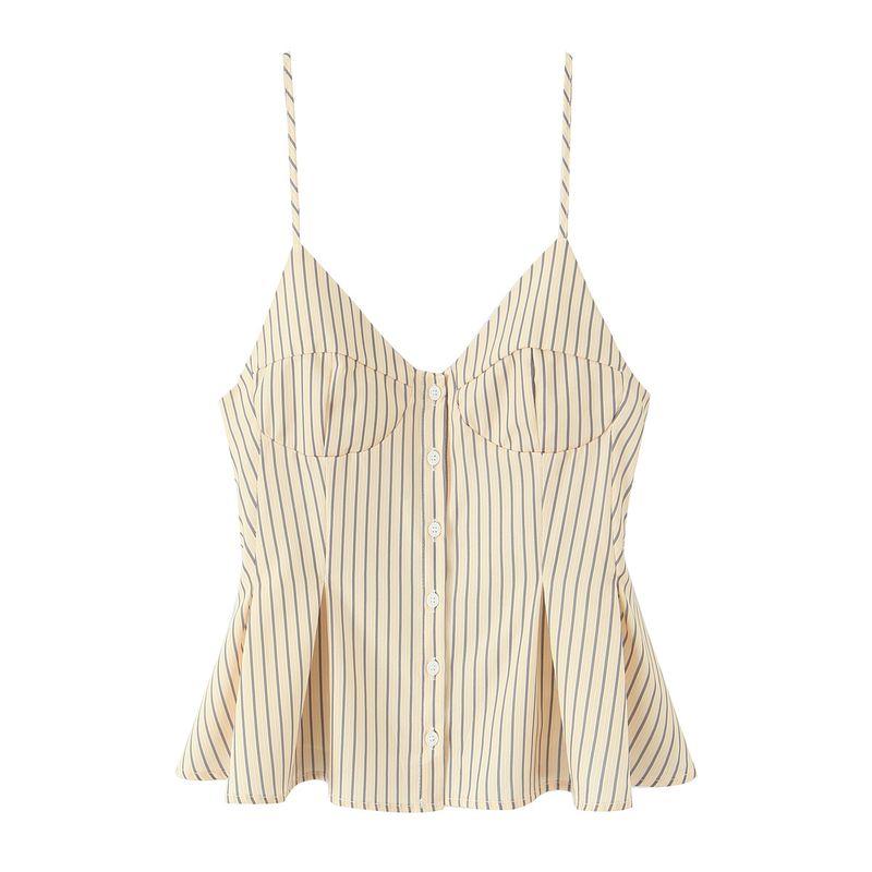 Kaslead New Arrival Women's Fashion Style Fashionable Small Pleated Poplin Camisole Short Top 2178083