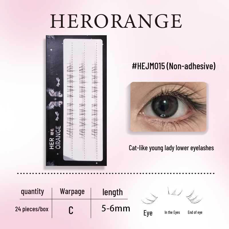 Cat-like Lady Clear Natural Lower Lashes, Photogenic Single Cluster, Adhesive-Free False Eyelashes for a Manga-Inspired Look