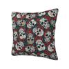 Custom Roses Floral Death Skull Cushion Cover 40x40cm Polyester Gothic Skeleton Throw Pillow Case for Car  Pillowcase Decoration