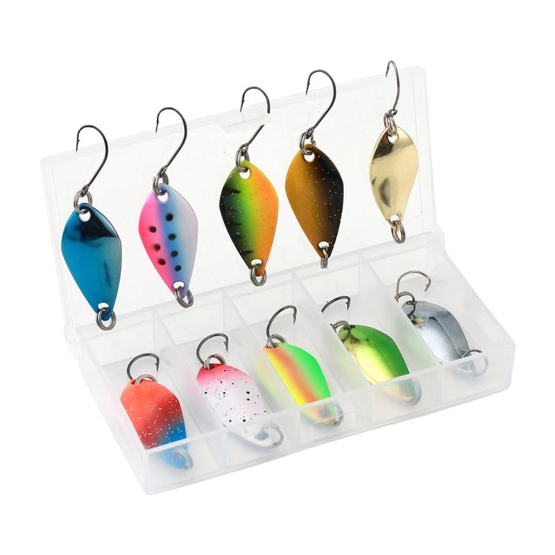 10Pcs Fishing Spoons Lures Single Hook Set, Spoons Hard Fishing Lures, Metal Fishing Lures, Fishing Sequins Lures Baits