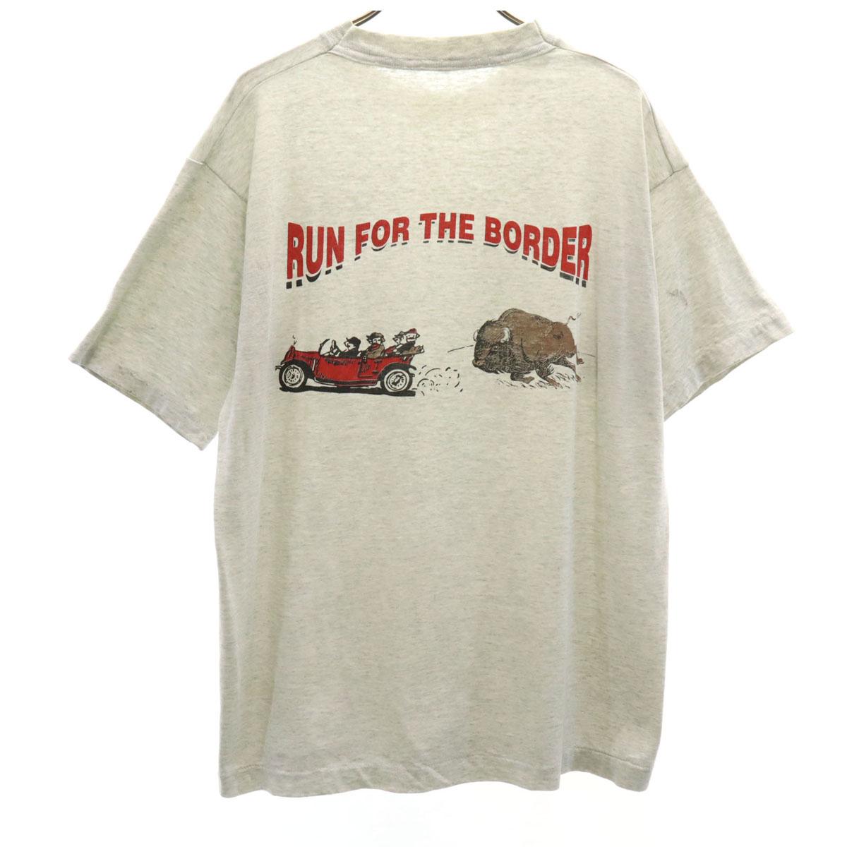 

ВИНТАЖНАЯ футболка 90-х годов с принтом на спине, серый цвет, одинарный шов, животное, мужская, б/у