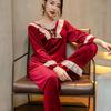 Couple red golden velvet pajamas autumn and winter wedding festive long-sleeved loungewear newlywed men's sense suit