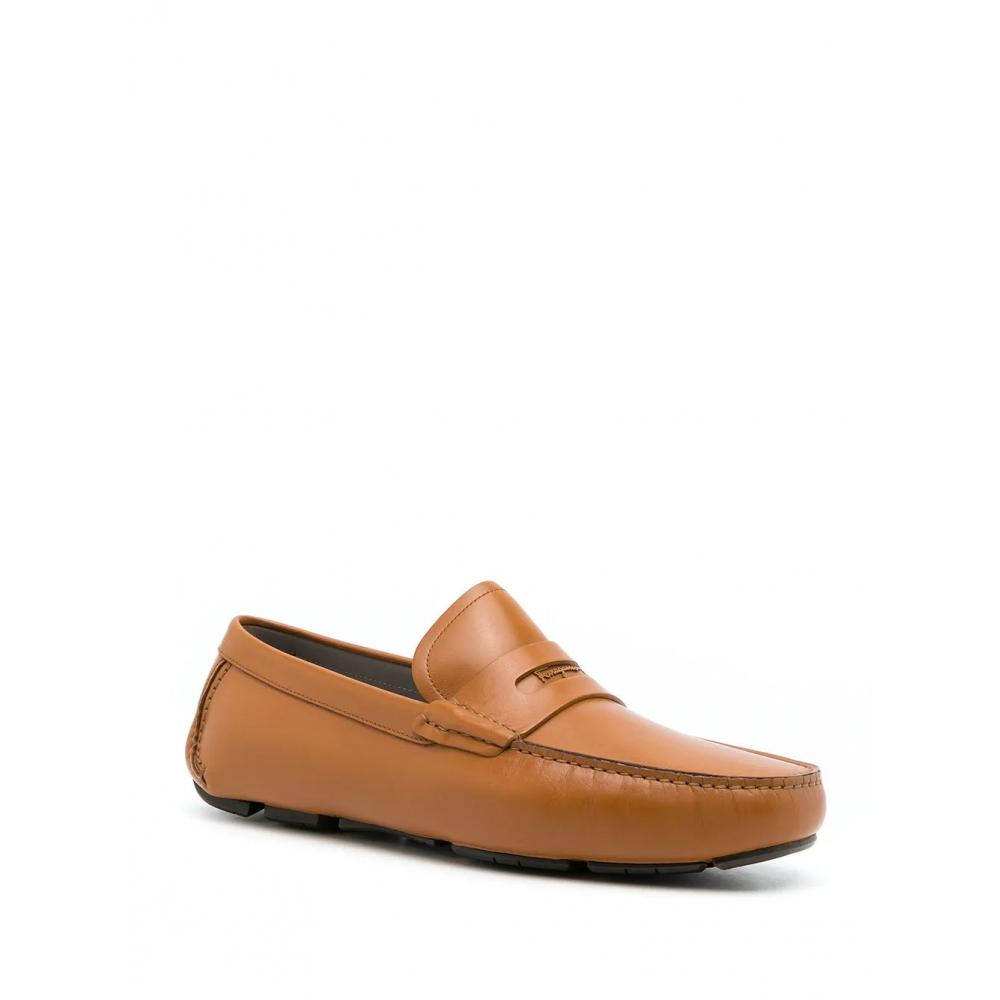 Salvatore Ferragamo Ferragamo Leather Penny Driving Loafers Brown
