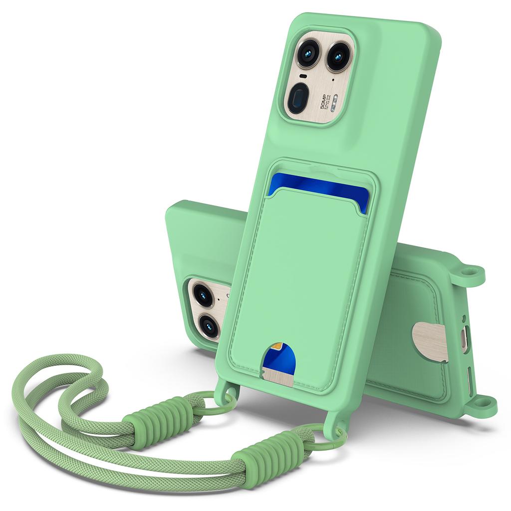 For Motorola Moto X50 Ultra 5G/Motorola Edge 50 Ultra 5G Liquid Silicone Case Phone Back Cover with Card Holder and Short Strap