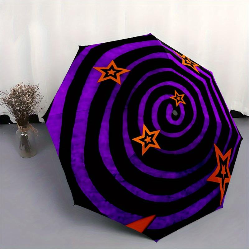 1pc Hypnotic Spiral Automatic Folding Umbrella, Portable & Foldable Design with 8 Ribs, Casual Outdoor Accessory Halloween and Christmas gif