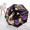 1 PC Automatic Folding Umbrella - Butterfly and Roses Pattern, Portable & Foldable Design with 8 Ribs, Christmas Birthday Gifts