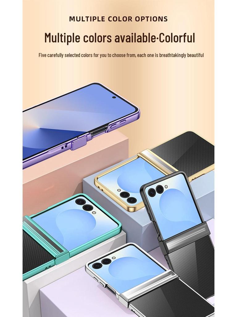 Samsung Z Flip Ultra-Thin Transparent Electroplated Drop-Proof Case Set for Models 7/6/5/4/3
