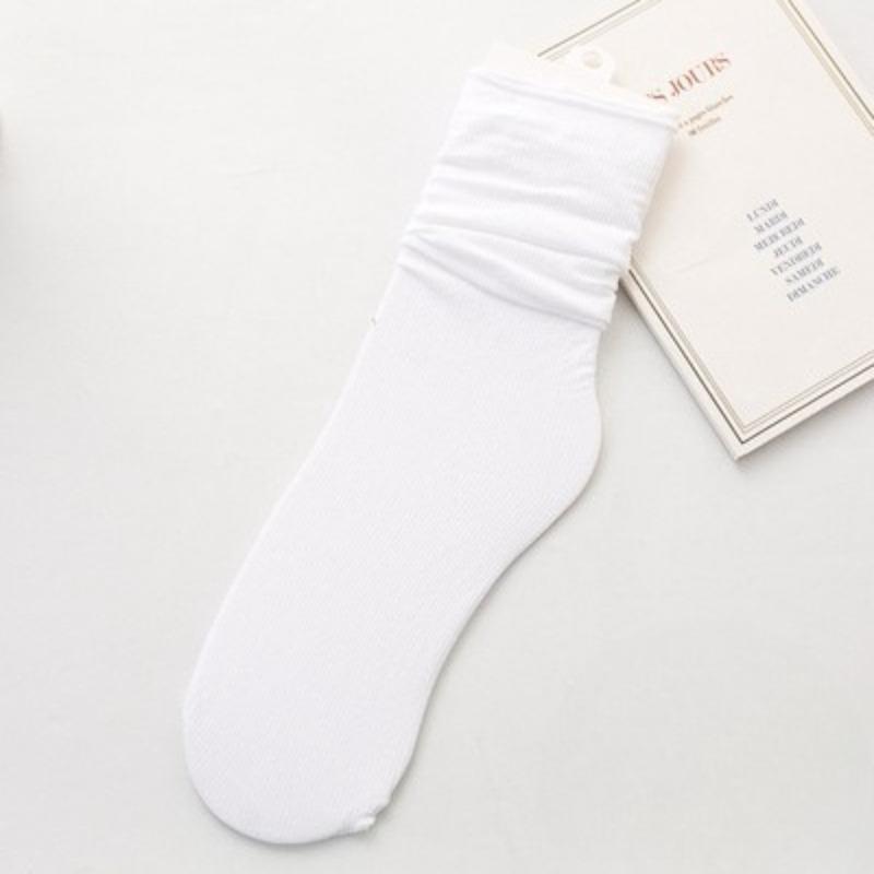 Female Spring and Summer Thin Pure Color Cool Breathable Comfortable Tube Stack Socks