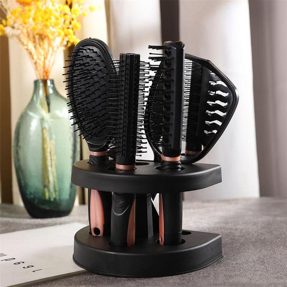 Styling Salon Hair Brush Comb Mirror Set Massage Comb Mirror Stand Holder Hair Brush Set