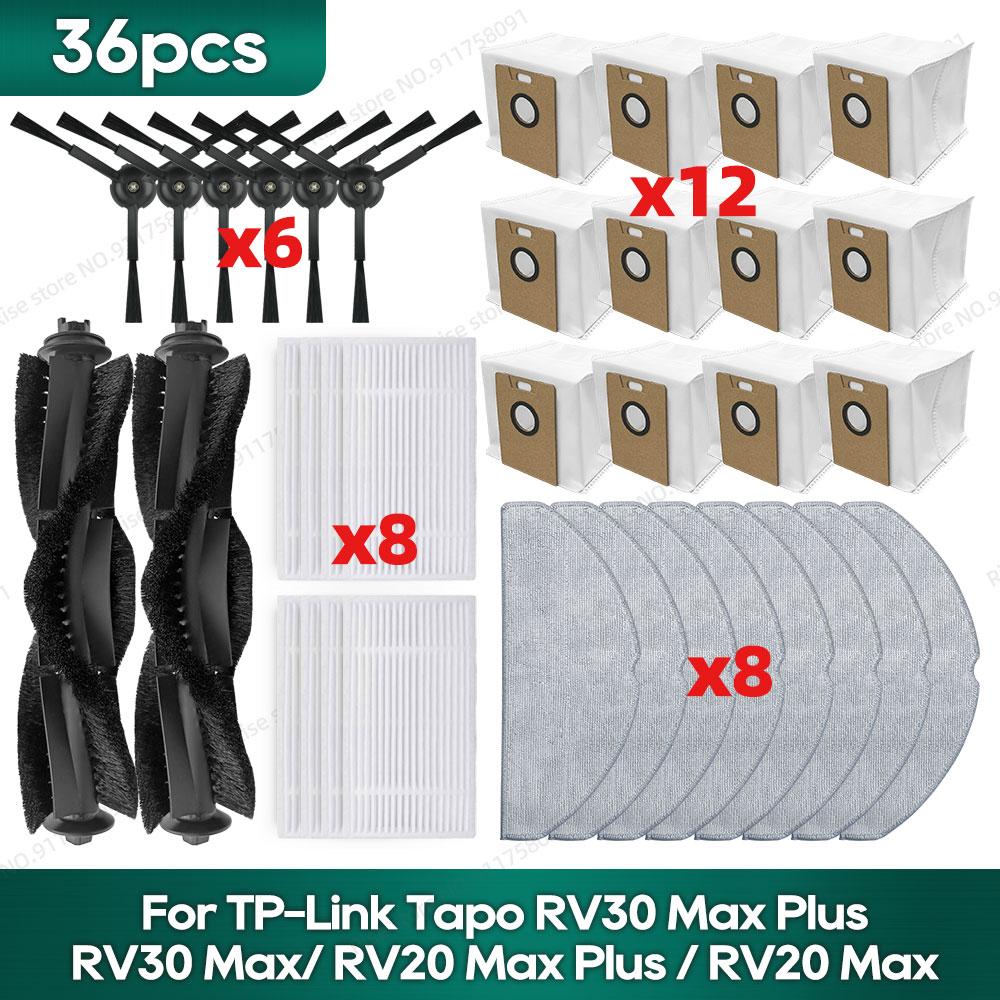 Compatible para TP-Link Tapo RV30 Max Plus/ RV30 Max/ RV20 Max Plus / RV20 Max Accesorios Filtro Hepa Mopa Cepillo Lateral Piezas