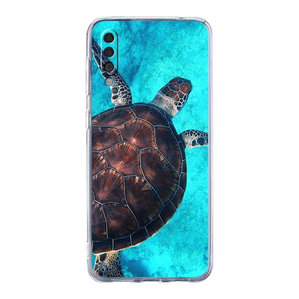 Case For Samsung A54 A52 A50 A70 A40 A20S A20E A02S A12 A14 A16 A22 A42 A34 A32 5G A04s A06 lovely Cartoon sea turtle ocean blue