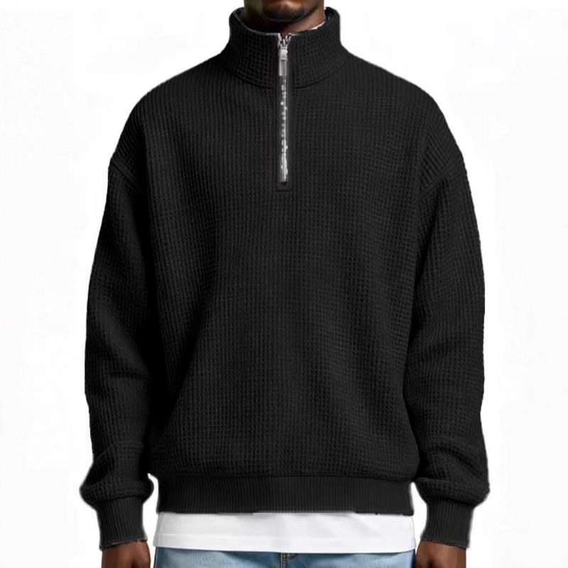 Novo Estilo Europeu Americano Masculino Pulôver com Zíper Esportivo Manga Longa Moletons Tops Soltos Casuais