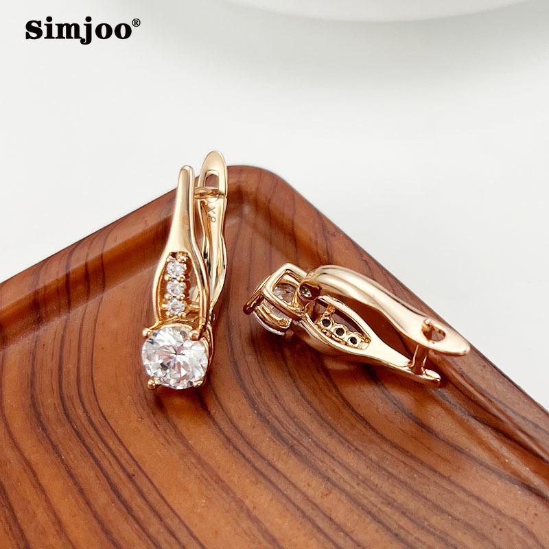 SIMJOO Zircon Earrings Chic Simple Rose Gold Color Earrings for Women