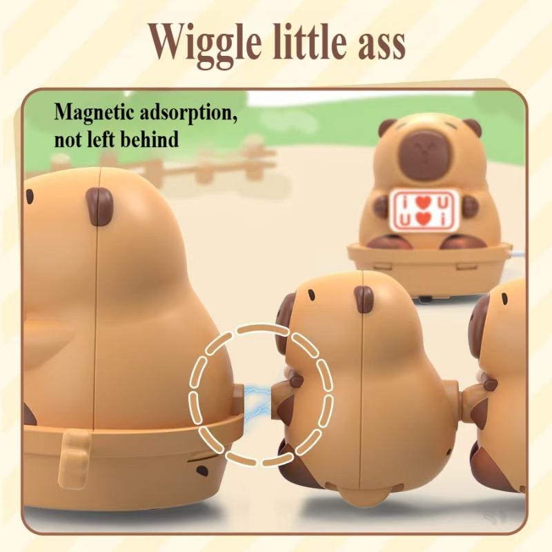 Plastic Capybara Clockwork Toy Kawaii Magnetic Connection Four Capibara Wind Up Doll Cute Things Interactive Educational Gift