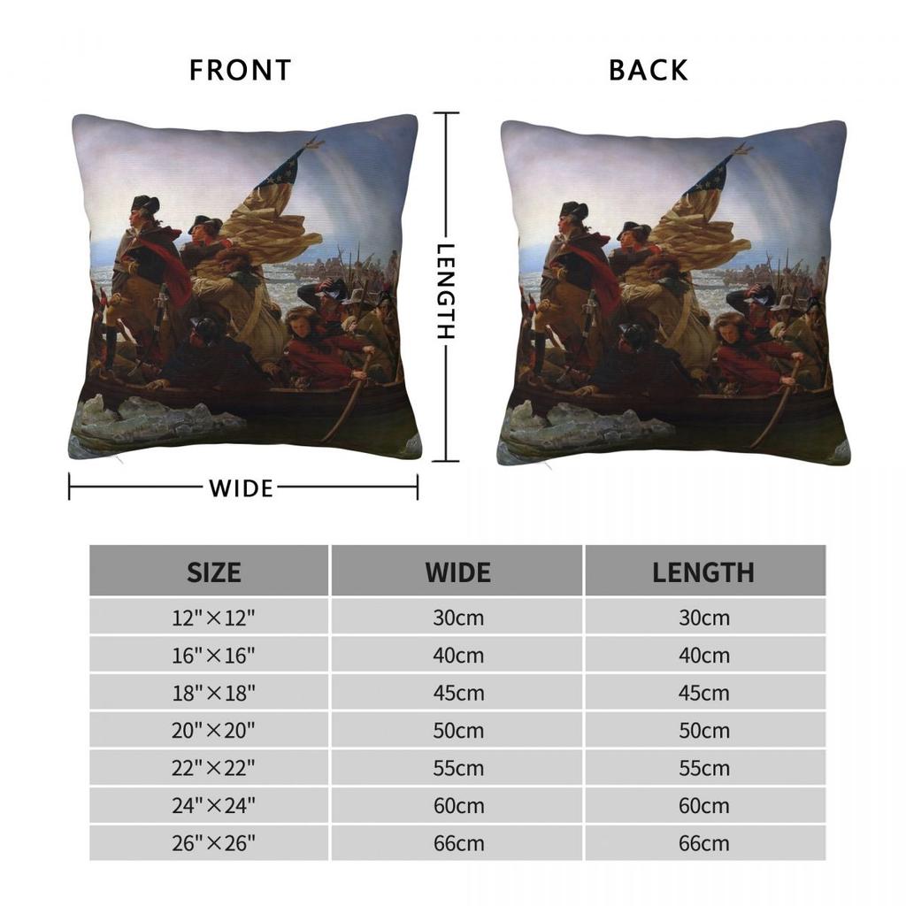 Washington Crossing The Delaware Square Pillowcase Polyester Linen Velvet Printed Zip Decor Pillow Case Sofa Seater Cushion Case