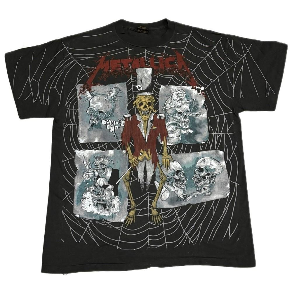 Vintage METALLICA AOP Ringmaster Pushead 90s Band BROCKUM RARE Shirt REPRINT