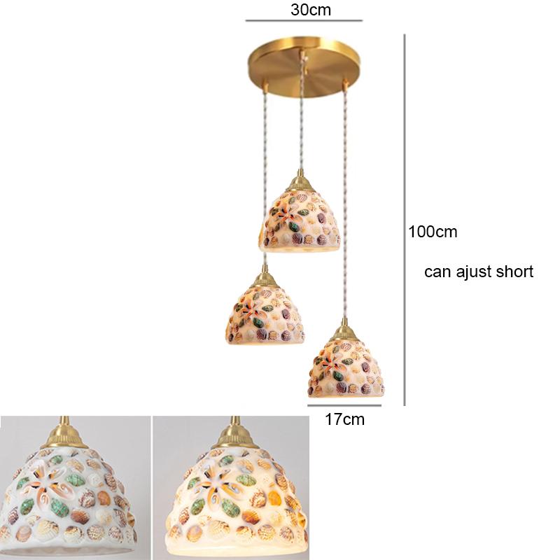 Glass Ceiling Chandelier Creative Sea Shell Lampshade Bedroom Bedside Hanging Lamp Interior Decoration Lighting Pendant Lights