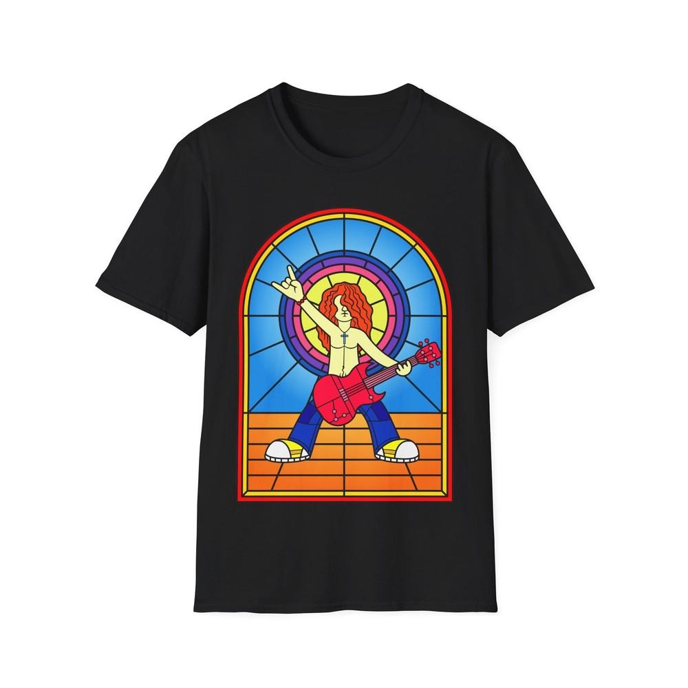 Stained Glass Rock Guitarist Tee, Musician Gift, Band Shirt, Guitar Player Top