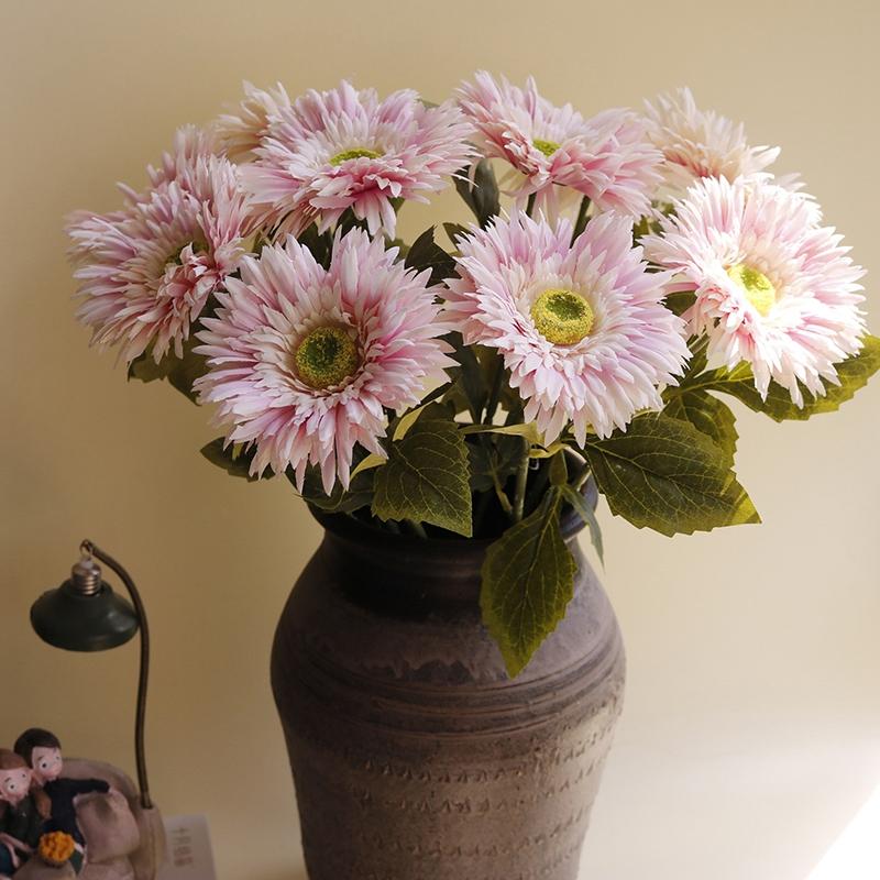 Real Touch Simulation Chrysanthemum Ultra Realistic Silk Gerbera Flower Arrangement Wedding Photography Props Artificial Flower