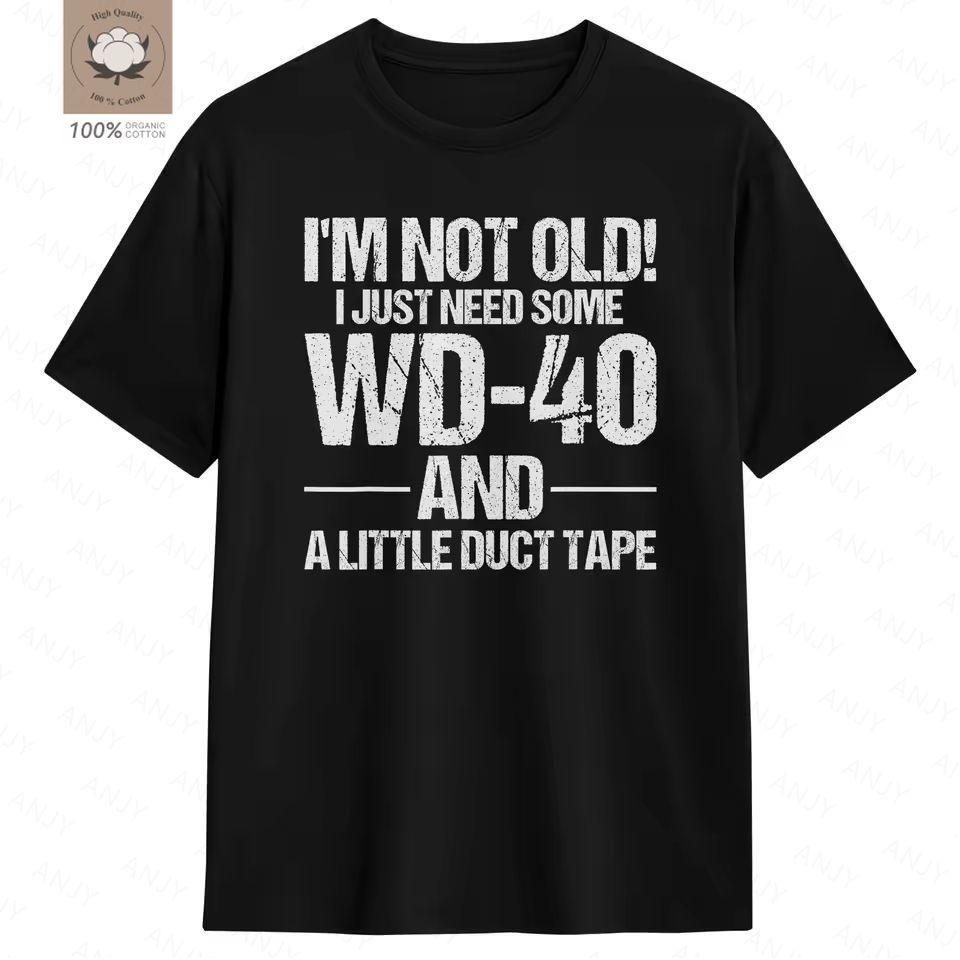 Moda Unisex Verano Manga Corta Búho No Soy Viejo Solo Necesito WD40 Un Poco de Cinta Adhesiva Camiseta Gráfica Camisetas Gráficas Casuales