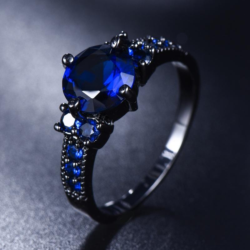 

HEIN Haoshi Ring Sapphire Four-claw Edge Diamond Retro Personality Ring Ring No. 10