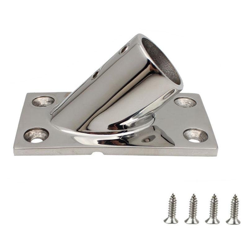 2 Pcs 7/8" 60 Degree Boat Deck Handrail Square Base Marine Heavy Duty 316 Stainless Steel For Boat Yacht 22mm/25mm Rail / Tube
