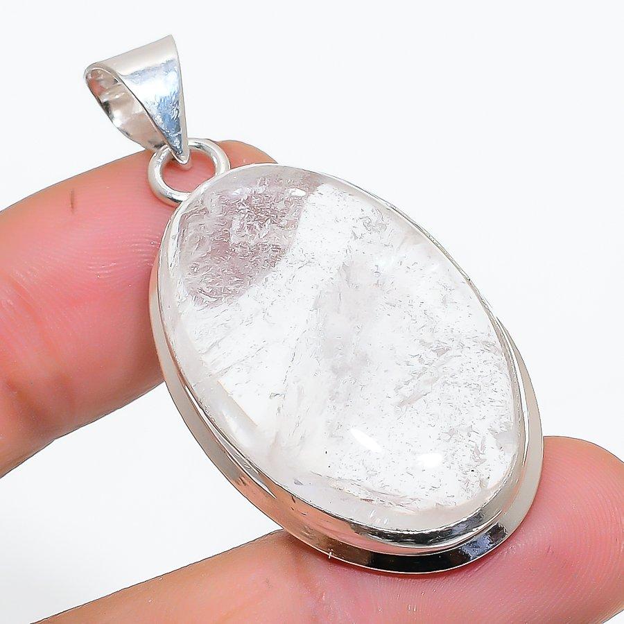 

Rose Quartz Gemstone 925 Solid Sterling Silver Jewelry Pendant 1.93 SU-10297