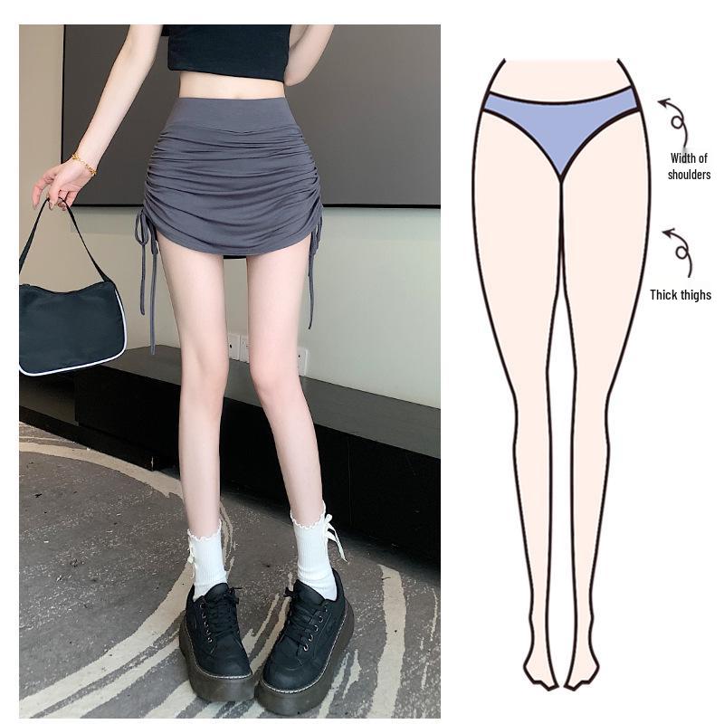 High Waist Slimming Bodycon Midi Skirt with Drawstring - Women's Stylish Yoga Skirt Trend