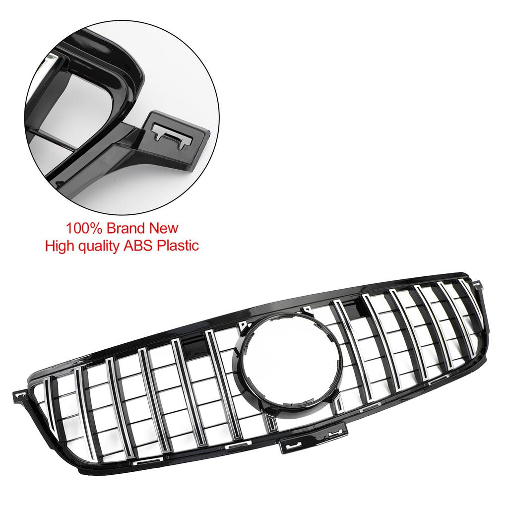 Chrome Black Front Grille Grill Fit Benz W166 2012-2015 ML350 400 550 GTR Style