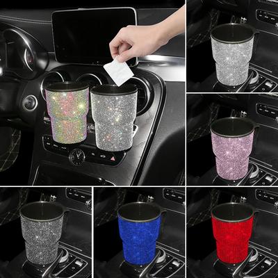 Kamínky Auto Odpadkový koš Vozidlo Odpadky Prach Pouzdro Úložný box Odpadkový koš Auto Dekorace Bling Auto Doplňky Interiér pro Ženy