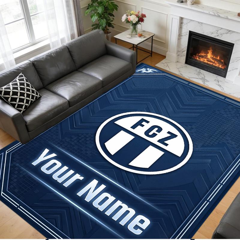 Crystal Velvet Rug Custom Name Text, Soft Non Slip Floor Mat Home DecorFC Zürich