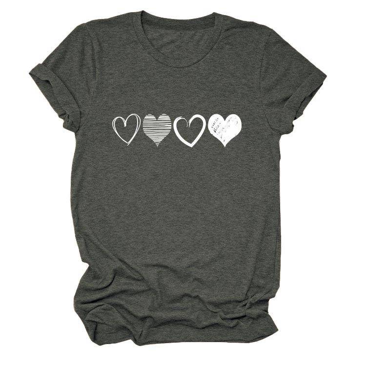 Fashion Trends Four Different Hollow-Out Love Women's Crew Neck Short Sleeve T-Shirts