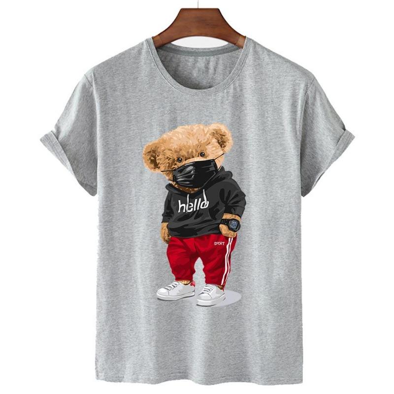 Summer Fashion Women's T-Shirt Bear 3D Printed Short Sleeve Tops Girl Loose Casual Loose Oversize Outdoor Clothing